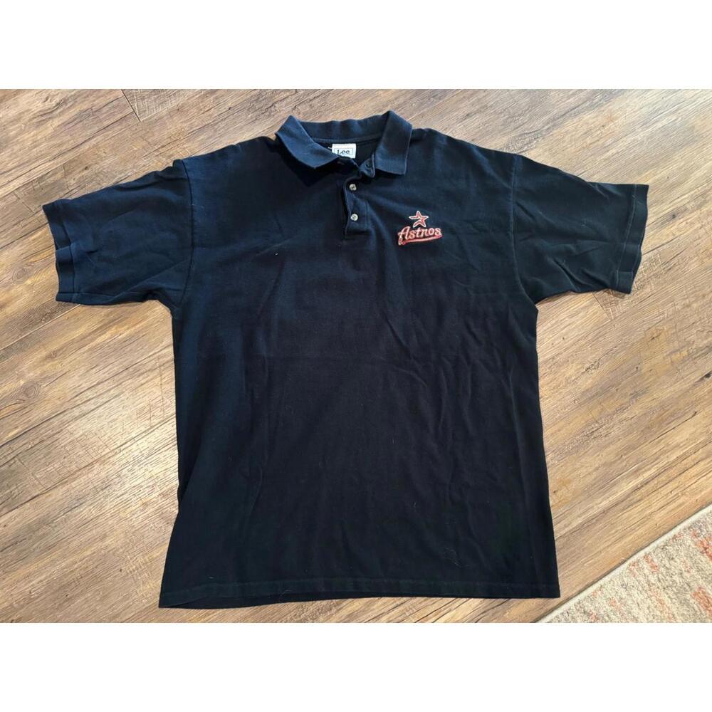 Lee Sport vintage Houston Astros Black Embroidered Logo Polo Shirt sz XL